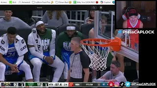 Damian Lillard tries to hide laugh from Giannis after Thanasis got 8 second violation Reaction