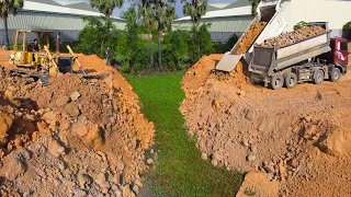 Perfectly Operator Project Video 3Hours Land filling up By Wheel Loader Dozer And Heavy DumpTruck