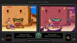 Aladdin (Capcom - Sega Genesis vs Snes) Side by Side Comparison