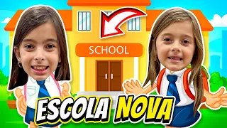 PRIMEIRO DIA DE AULA NA ESCOLA NOVA 😍 JÉSSICA GODAR E LAURINHA E HELENA E GABRIEL