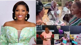 Abiola Adebayo In Tears As Toyiin Abraham and Husband Kolawole Ajeyemi Surprise Her On Her Birthday