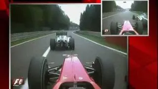Kimi Raikkonen Overtakes Fisichella  After Restart Spa 2009