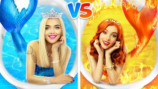 Hot vs Cold Mermaid Sisters | Best Pool Party Underwater with Mermaid Twins by RATATA BOOM