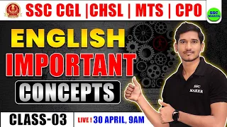 SSC English Class | Important concepts 3 | PYQ | SSC MAKER English Class For SSC CGL, CHSL, MTS, CPO