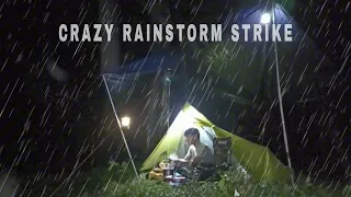 SUPER AMAZING RAINSTORM STRIKE | SOLO CAMPING LONG HEAVY RAIN THUNDERSTORM | RAIN ASMR