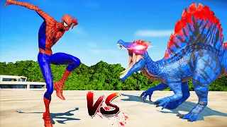 (Jurassic World Evolution🌍) 3D SpiderMan vs Max Lv.40 Spinosaurus Godzilla Dinosaurs Fight