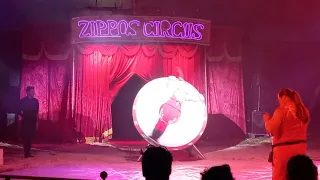 Knife throwing @ Zippos Circus, Hove, East Sussex, UK (31 July 2021)