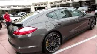 2013 Porsche Panamera GTS Agate Grey GT Silver Alcantara Black leather interior and PCCB