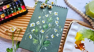 Watercolor and Gouache Chamomile Flower