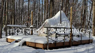 Winter Hot Tent Camping, Deep Snow, Cold Temps, Ontario, Canada