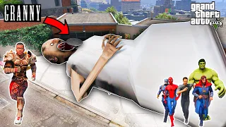 Franklin and Avengers Enter Inside Granny Head then Granny & Grandpa Killing Avengers! GTA5 AVENGERS