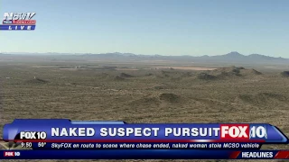 FNN: Police CHASE - Pursuit of Stolen Police Car - Female Suspect NAKED (Viewer Discretion Advised)