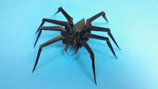 Spider for prank Origami. Kirikomi Technique. How to make a Spider with paper.