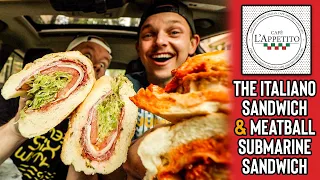 Eating sandwiches in Downtown Chicago's most affordable Italian Deli and Grocer