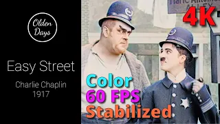 Easy Street - Charlie Chaplin 1917 - [60FPS - Color - 4K] - Old footage restoration with AI