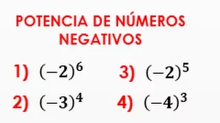 Potenciación de números negativos, exponente par e impar - Potenciación de números enteros