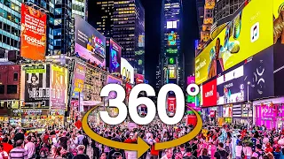 4K 360° New York City: Evening Walk to Times Square - 42nd Street from Columbus Circle