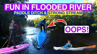 Flooded Backyard River & Ditch Paddling. Fun SUP & Kayak Adventure! Itiwit X500 stream currents