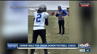 Honor walk for organ donor football coach