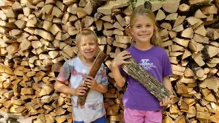 Ash and Maple Split and Stacked - Splitting Firewood Is A Family Affair! - #34