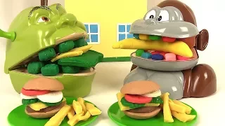 Shrek et le Singe Mangent Menu Hamburger Frites Play Doh