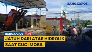 Viral Video Mobil Jatuh dari Atas Hidrolik Saat Cuci Mobil