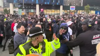 ITS KICKING OFF! PSG ULTRAS TRY TO TAKE OVER NEWCASTLE