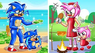 RICH DAD OR POOR MOM? BUT SONIC Survives on a Deserted Island! Life Story - Sonic the Hedgehog 2