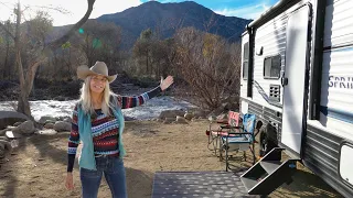 EPIC RIVERFRONT PROPERTY?! | Cozy WINTER CAMPING Living in a Travel Trailer | Van Life