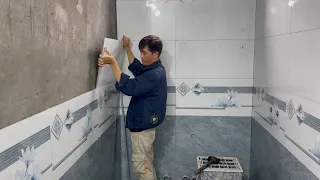 How To Install Ceramic Tiles on Brick Wall | Cut Tiles Around Pipes, Handle The Brick Edges