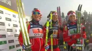 Norway and Marit Bjørgen wins the relay in the Holmenkollen-WC (Swedish commentary)