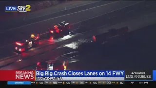 Big rig crash closes all lanes on 14 Freeway