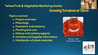 High Elevation Sierra Nevada Gardening Workshop: Tomatoes