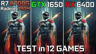 Ryzen 7 8700G vs GTX 1650 vs RX 6400 - Test in 12 Games