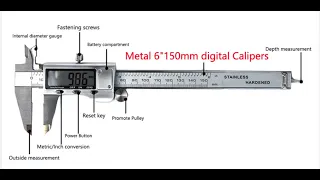 Цифровой штангенциркуль 0-150 мм/6 дюймов, металлический корпус из нержавеющей стали с Алиэкспресс