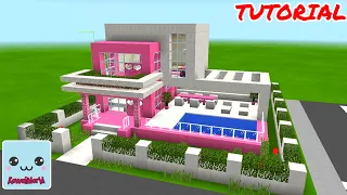 MODERN PINK HOUSE with SWIMMING POOL in Kawaii World - TUTORIAL