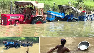 SONALIKA MM-39 Full Trolley Stuck in Mud Roughly Pulling by Mahindra 415 DI XP PLUS | tractor video