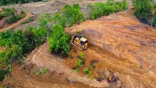 CAT D6G Dozer Reshaping and Making Terraces For Plantation After Heavy Rain