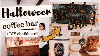 SPOOKY FALL COFFEE BAR | DECORATE WITH ME 2020 | How To Make A Chalkboard inexpensive!