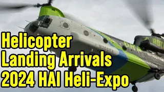 Video of 40 helicopters flying in and landing at the 2024 HAI Heli Expo in Anaheim California.