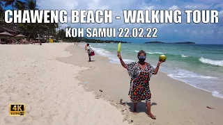 4K Koh Samui Chaweng beach - Virtual Walking tour 22.02.22 | Streets of Thailand