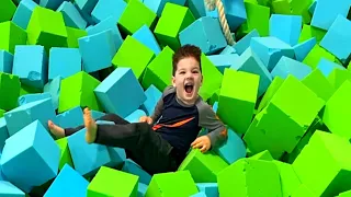 BEST INDOOR PLAYGROUND PARK EVER! Caleb Plays at  Fun INDOOR Playground & JUMPS on GIANT TRAMPOLINE!