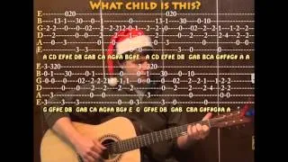 What Child Is This (Christmas) Solo Guitar Cover Lesson with TAB Arrangement - Chords