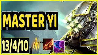 MASTER YI VS FIDDLESTICKS - 13/4/10 KDA JUNGLE GAMEPLAY