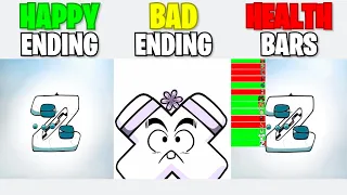 Alphabet Lore Epilogue Ending But With Happy Ending vs Bad Ending vs Healthbars Comparison