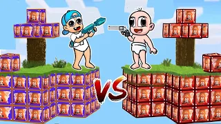 ISLA de LUCKY BLOCKS de RED, BEBEPECHOCHIN vs. ISLA de LUCKY BLOCKS RED de BEBE NOOB 😱❓ MINECRAFT