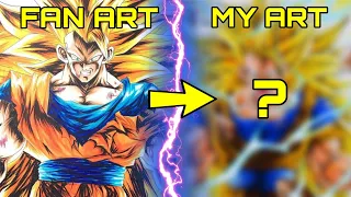 How to Draw GOKU SSj3 Power Up | Fan's vs My Drawing
