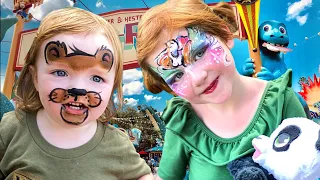 ADLEY is a UNiCORN and NiKO is a BEAR!! Kids Face Paint Makeover at Disney World Animal Kingdom Park