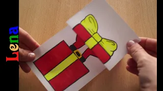 Weihnachtskarte basteln 🎁 Santa Gift Box Christmas card 🎅 Geschenk zeichnen 🎁 Draw Surprise Gift Box