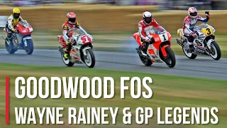 12 World Championships: Wayne Rainey, Roberts, Doohan, and Schwantz Ride Together At Goodwood FOS
